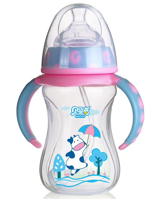 貝嬰奇240ml寬口蓮花雙色奶瓶藍色
