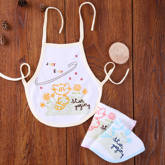 金色小魚(yú)米白雙面布小貓肚兜