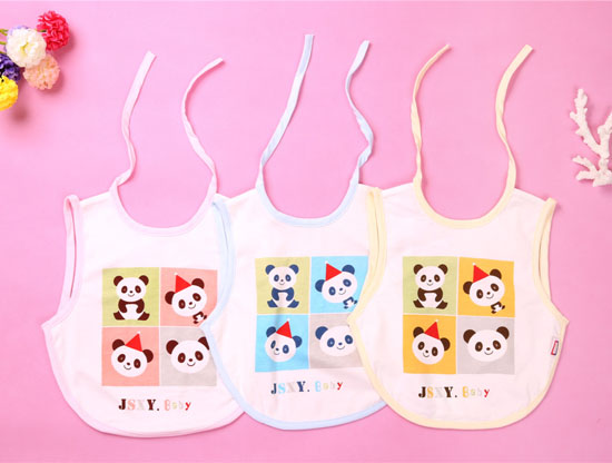 金色小魚單面竹纖維小熊口水圍