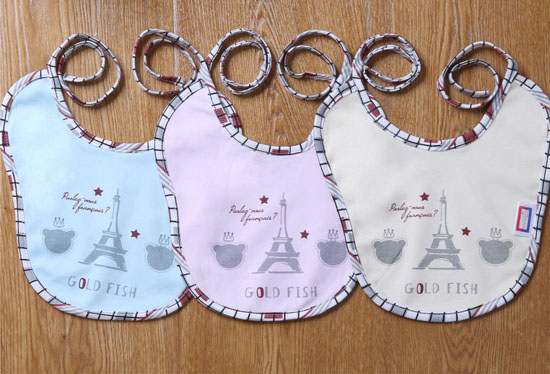 金色小魚雙面竹纖維素色口水圍