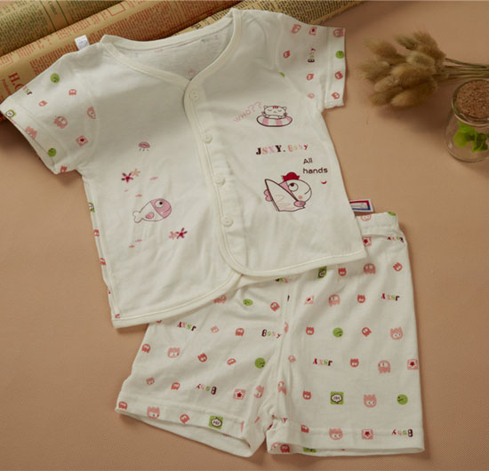 金色小魚麻塞爾纖維單面小魚短袖桃開套