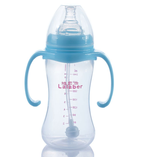 拉貝爾9安士寬口徑自動(dòng)吸管PP奶瓶-藍(lán)色手柄