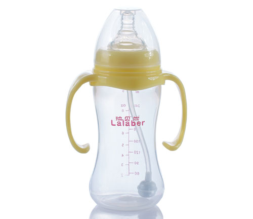 拉貝爾9安士寬口徑自動(dòng)吸管PP奶瓶-黃色手柄