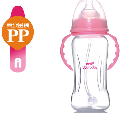 Q0愛寬口徑雙柄自動PP奶瓶330ML
