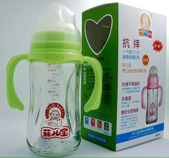 菲兒寶240毫升鈦金抗摔玻璃瓶(藍色)