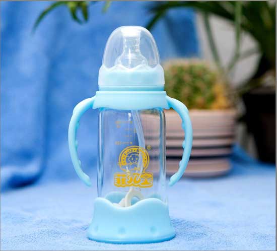 菲兒寶150毫升標(biāo)口晶鉆防爆防脹氣玻璃奶瓶(藍(lán)色)