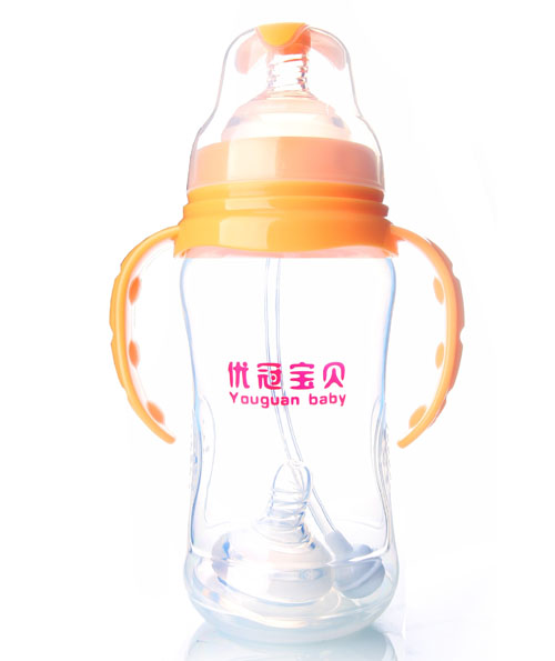 優(yōu)冠寶貝寬口徑PP奶瓶350ml橙色