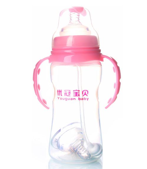 優(yōu)冠寶貝寬口徑PP奶瓶330ml粉色