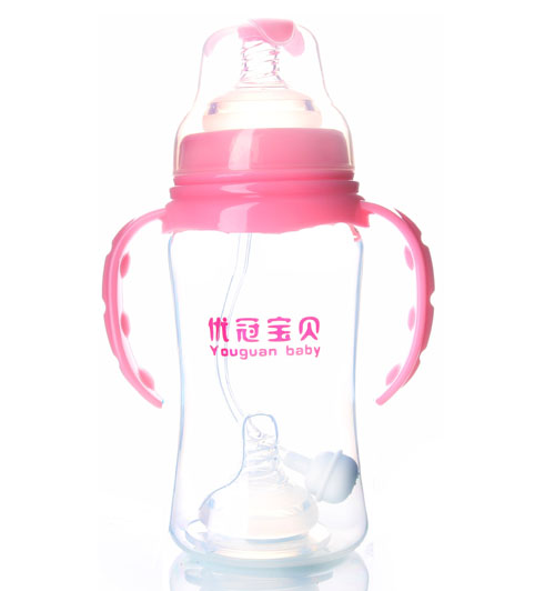 優(yōu)冠寶貝寬口徑PP奶瓶300ml粉色