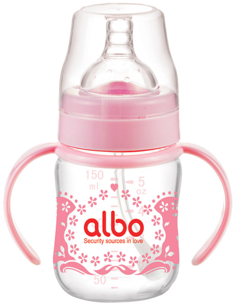 愛樂寶150ml自動晶鉆玻璃奶瓶粉紅