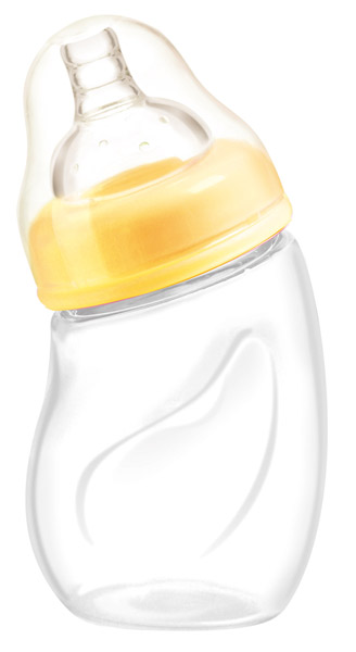 愛(ài)樂(lè)寶200ml寬口初生彎形玻璃奶瓶黃