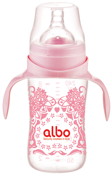 愛(ài)樂(lè)寶240ml寬口晶鉆玻璃奶瓶粉紅