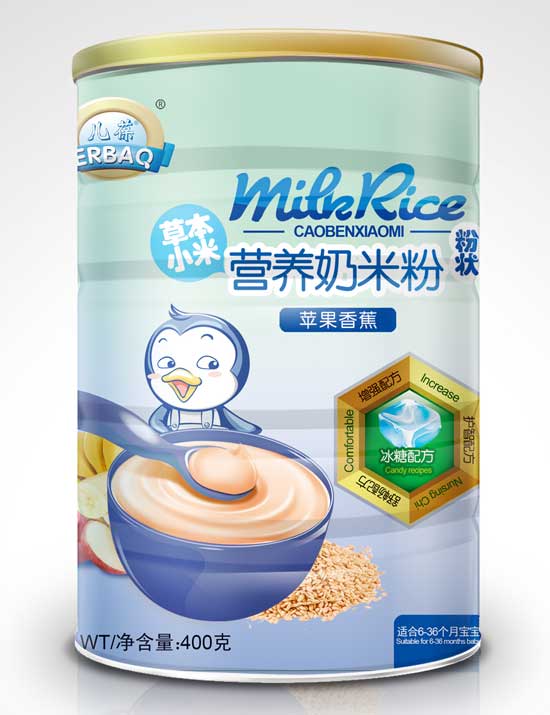 兒葆蘋果香蕉草本小米營養(yǎng)奶米粉