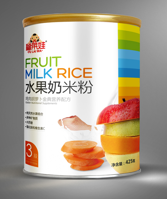 福萊娃雞肉胡蘿卜水果奶米粉聽裝