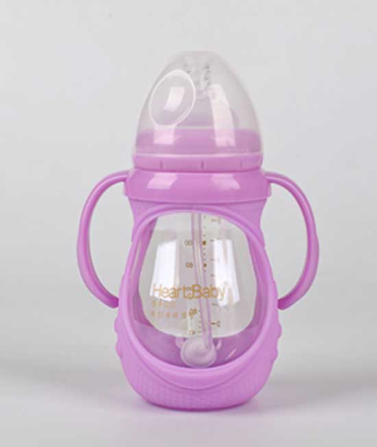 亨特貝貝玻璃防摔奶瓶260ml紫色