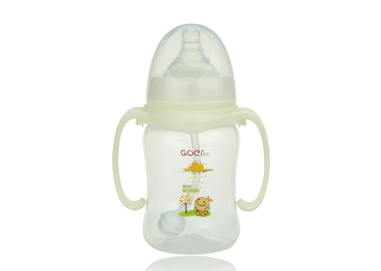 果兒180ML寬口PP弧型自動吸奶瓶白色