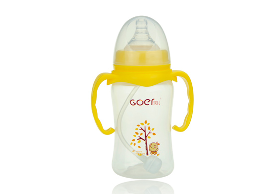 果兒240ML寬口PP弧型自動(dòng)吸奶瓶黃色