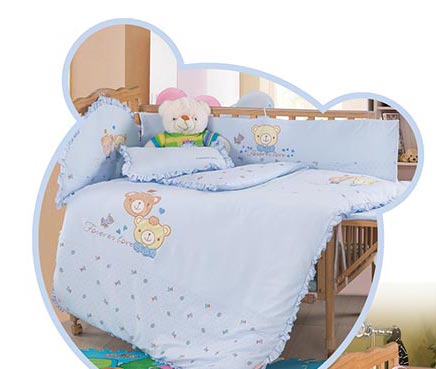 嬰兒坊嬰幼兒床品多件套淺藍(lán)色