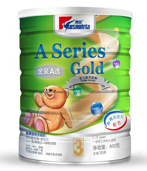 澳優(yōu)金裝A選配方奶粉3段800克聽