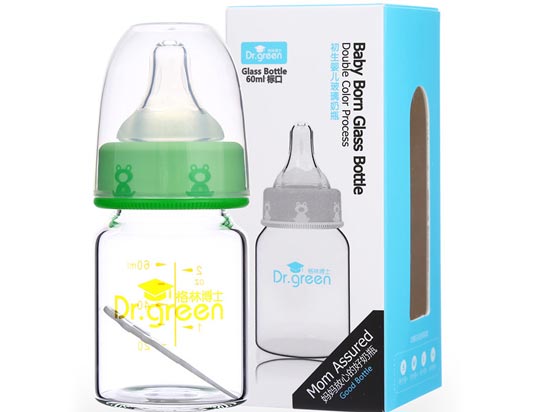 格林博士標(biāo)口初生yinge玻璃奶瓶60ML綠色