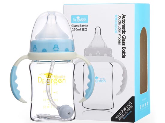 格林博士寬口玻璃自動(dòng)奶瓶150ML藍(lán)色