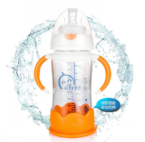 藍精靈高硼玻璃防摔奶瓶