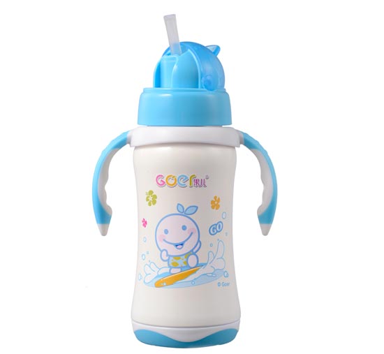 果兒260ML抽真空保溫吸管杯淡藍色