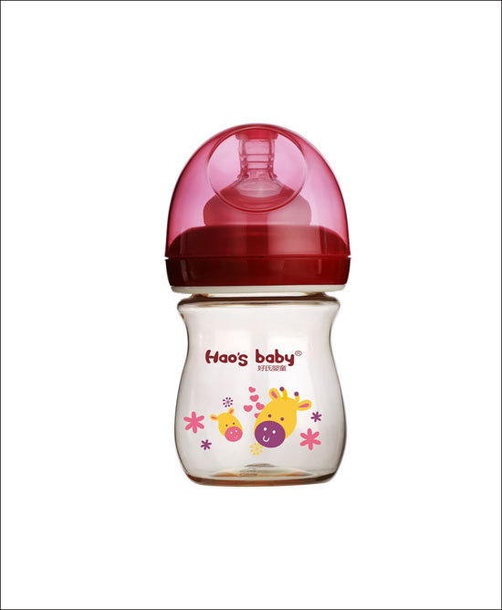 好氏嬰童長(zhǎng)頸鹿印花紅色奶瓶