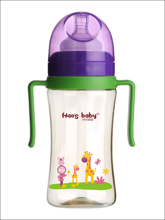 好氏嬰童長(zhǎng)頸鹿印花綠色雙柄奶瓶(大)