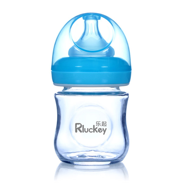 樂起玻璃奶瓶藍色