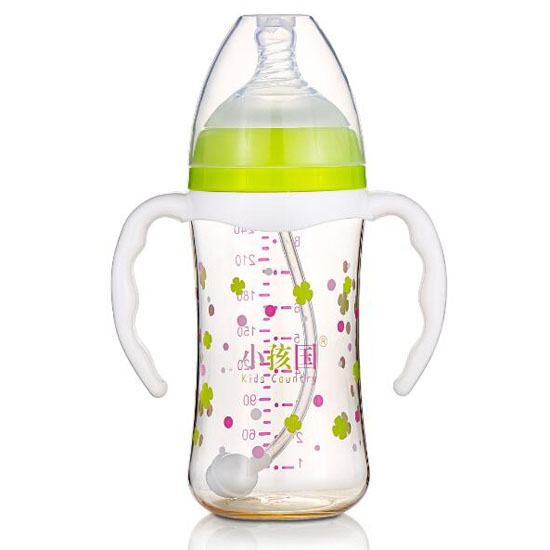 小孩國寬口時尚自動PPSU安全奶瓶260M青色