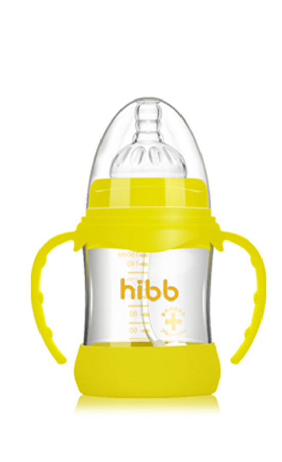 浩一貝貝防摔自動(dòng)玻璃奶瓶黃色150ml