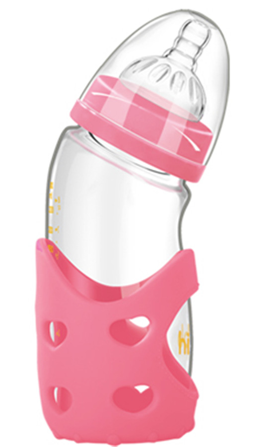 浩一貝貝新生兒彎頭寬口防脹氣奶瓶紅色240ml