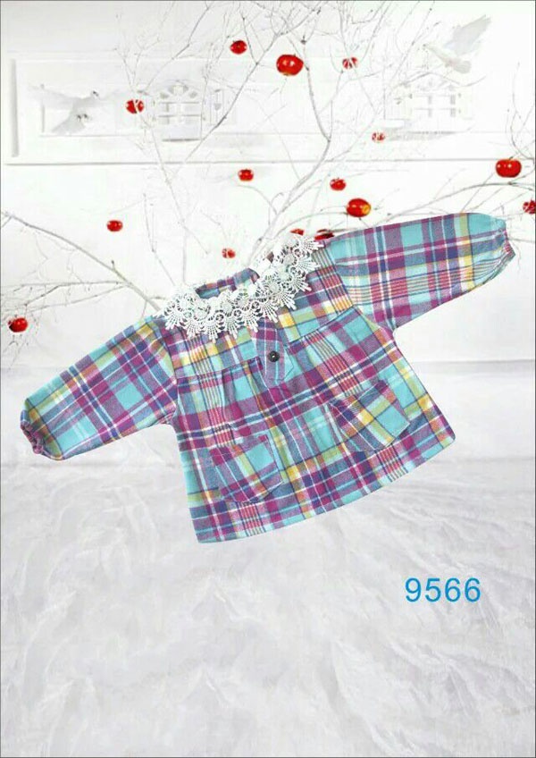 快樂(lè)小天天格子布防水罩衣 紅色格子