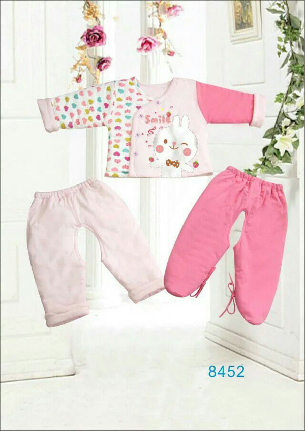 快樂(lè)小天天保暖棉衣套裝 粉色 小兔子