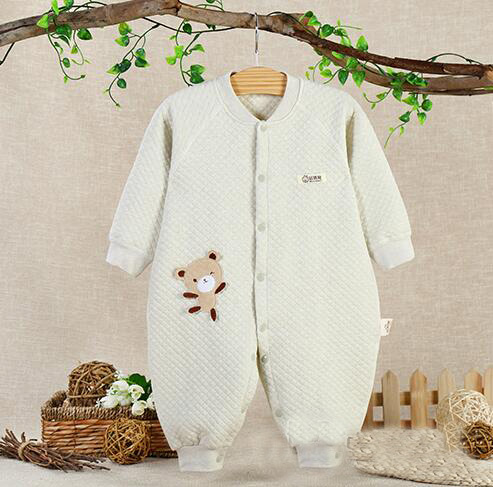 蓓琪兔嬰兒服飾2015秋冬新品加絲系列連體系扣哈衣0