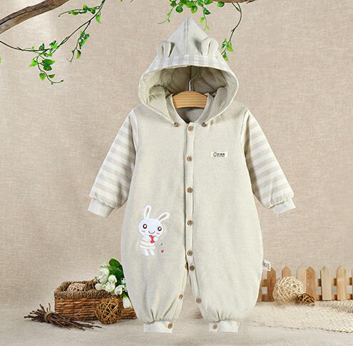蓓琪兔嬰兒服飾2015秋冬新品夾棉系列戴帽開(kāi)檔哈衣0