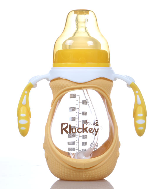 樂(lè)起雙柄奶瓶黃色