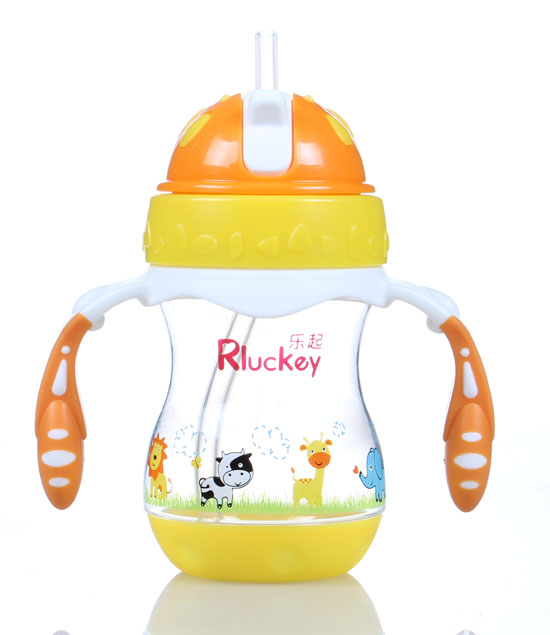 樂起PP帶吸管水壺180ml橙色