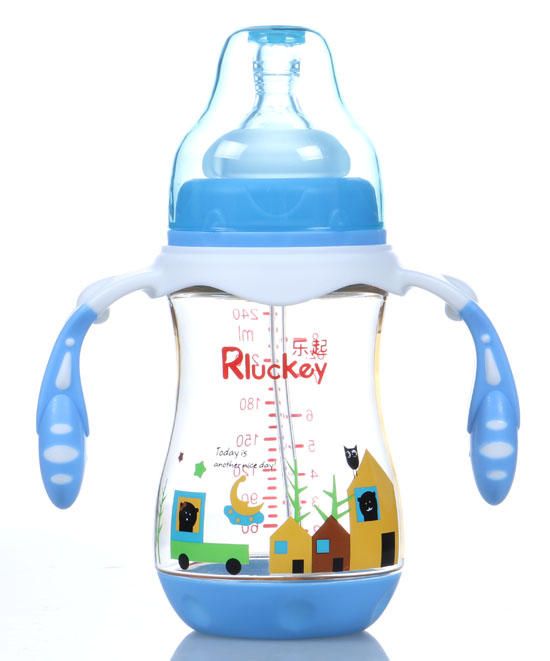 樂(lè)起弧形有耳PPSU奶瓶藍(lán)色