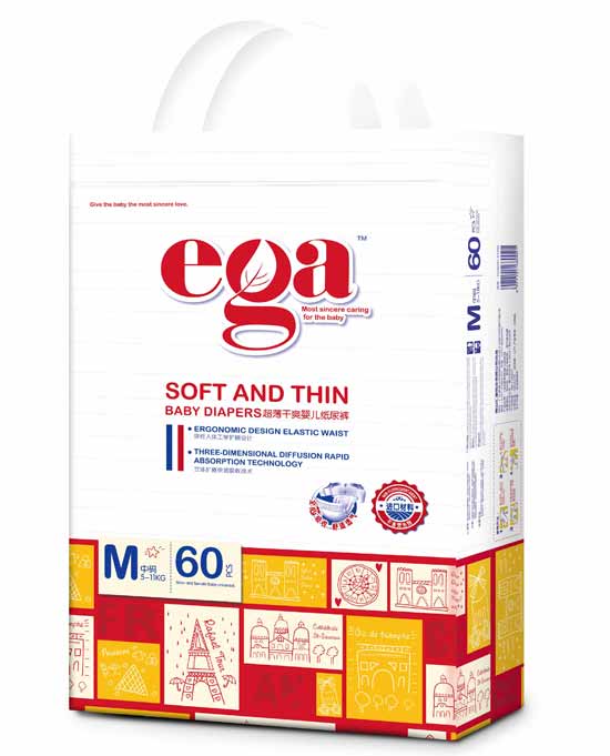 嬰姿雅柔薄干爽嬰兒紙尿褲大包M60片(紅)