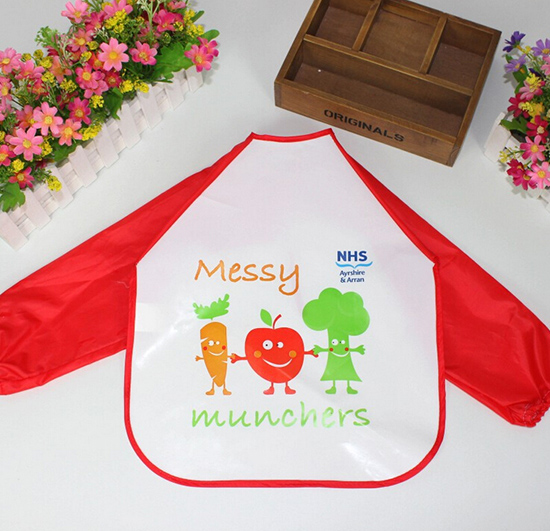 嬰兒EVA免洗吃飯衣圍兜圍嘴長(zhǎng)袖中國(guó)紅