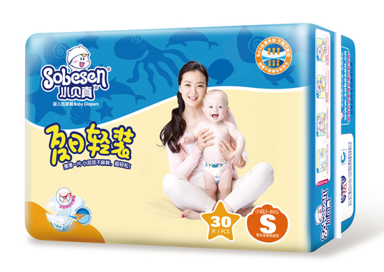 小貝真夏日輕裝嬰兒紙尿褲中包裝S碼30片