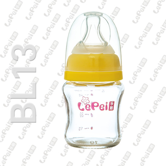 樂(lè)陪無(wú)柄玻璃奶瓶120ml黃色