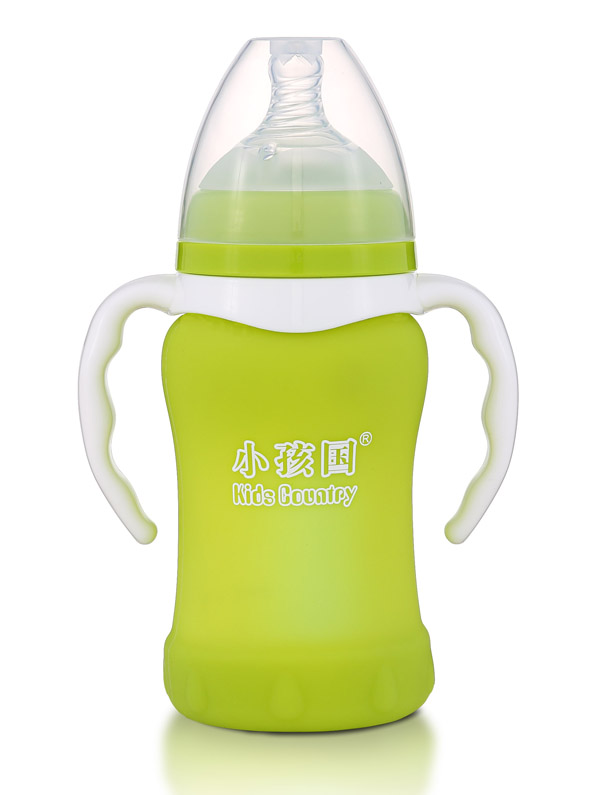 小孩國(guó)寬口感溫自動(dòng)玻璃奶瓶220ML 綠色