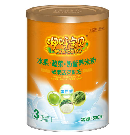 咿呀寶貝蘋(píng)果菠菜水果蔬菜奶營(yíng)養(yǎng)米粉3段