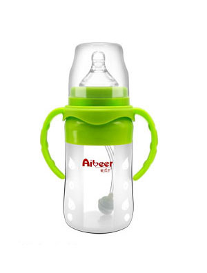 愛(ài)貝爾硅膠寬口徑防脹氣自動(dòng)奶瓶220ML