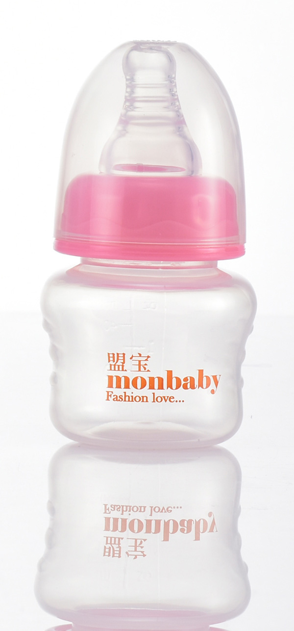 盟寶PP果汁奶瓶粉色-無刻度