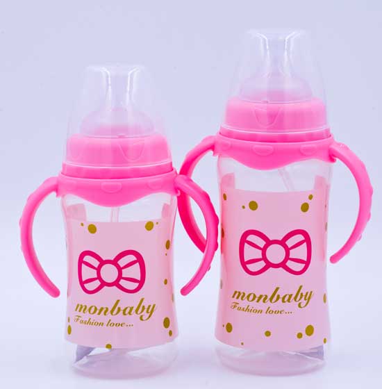 盟寶紅色系列炫彩PP奶瓶