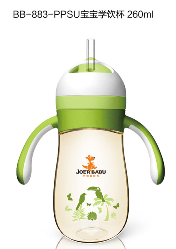 小袋鼠巴布寶寶學飲杯260ml綠色